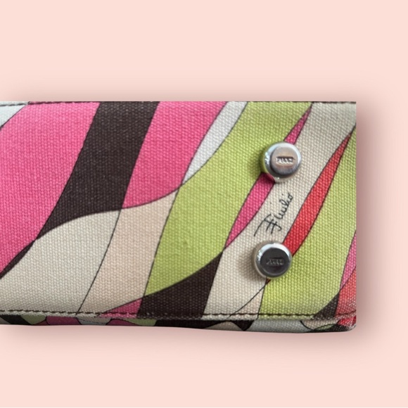 Emilio Pucci Vintage Handbag Leather Handles, Beautiful Multicolors Canvas EUC - Picture 10 of 12